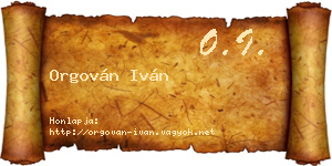 Orgován Iván névjegykártya