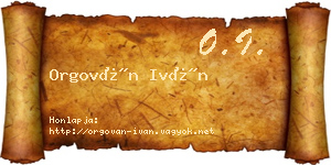 Orgován Iván névjegykártya